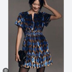 Blue and Brown Geometric Dress